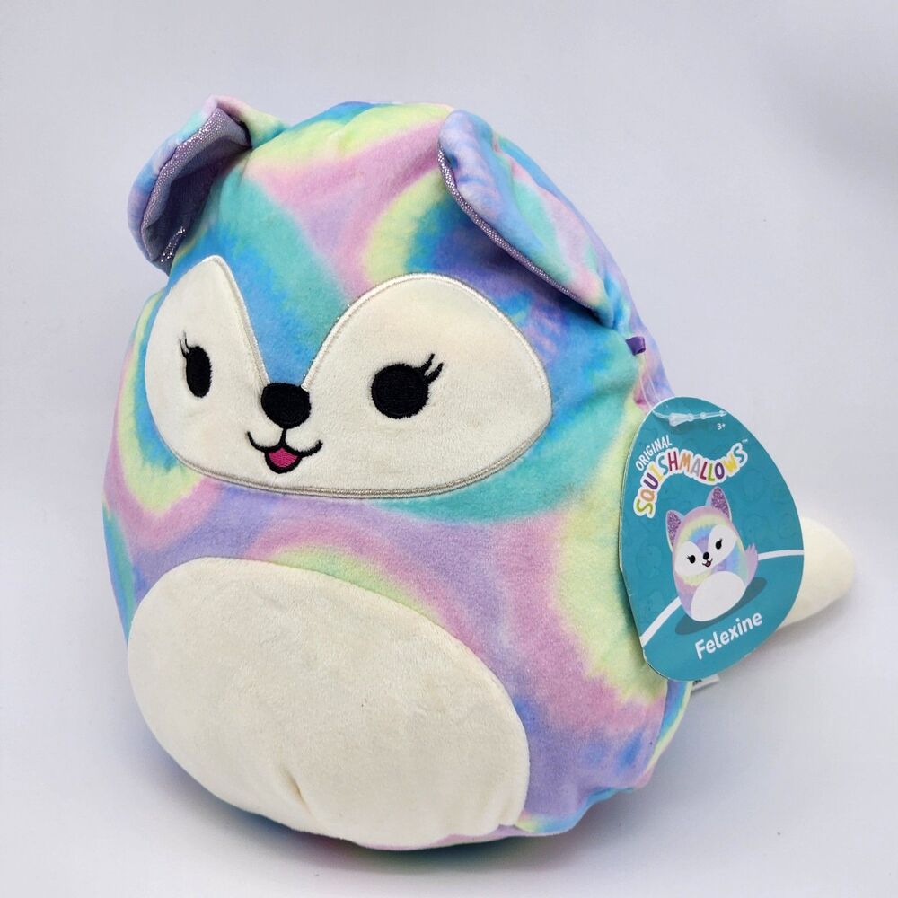 Squishmallows Felexine The Fox 8" Soft Plush Stuffed Animal Tie Dye Rainbow NWT